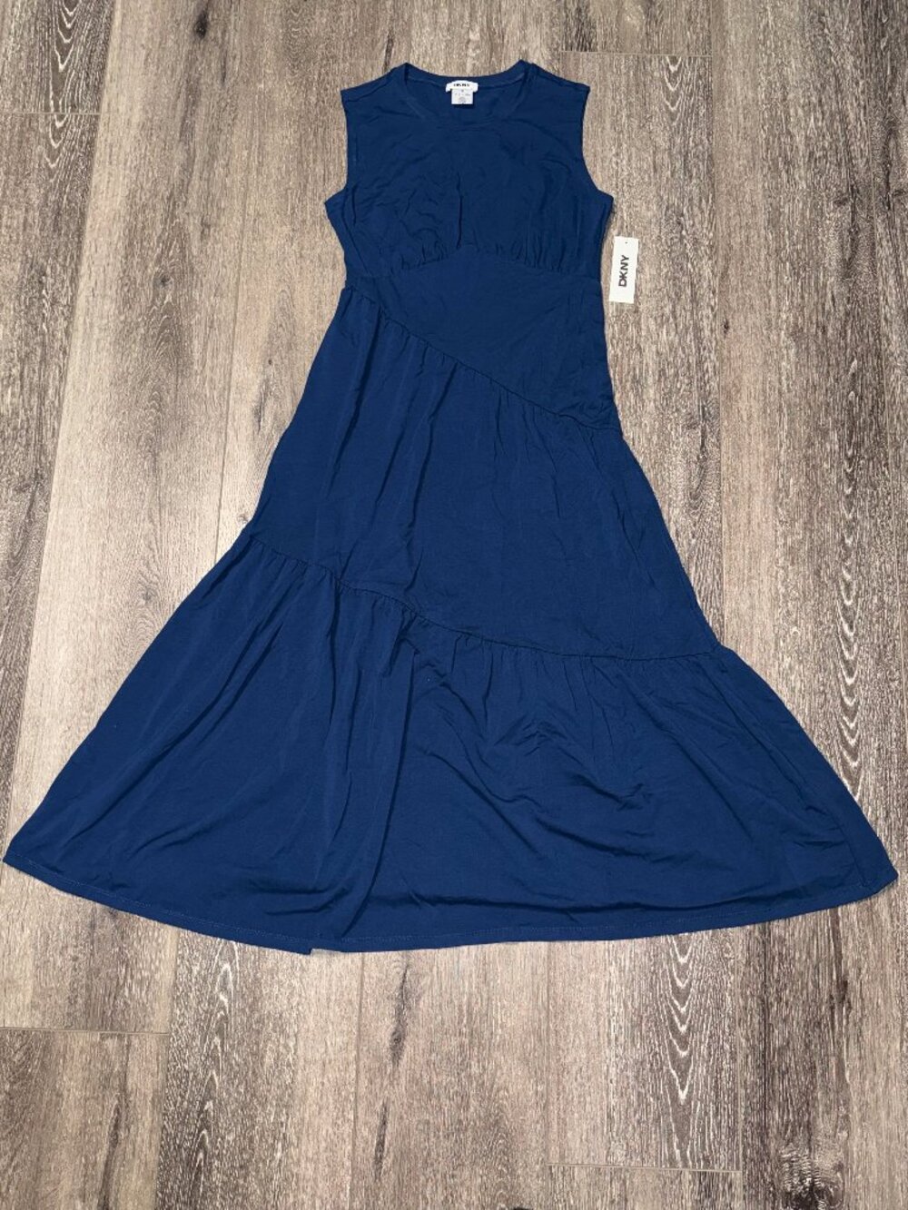 DKNY Blue Sleeveless Tiered Dress Size S Small BRAND NEW NWT
